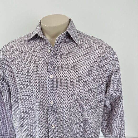 Bugatchi Uomo Long Sleeve Button Down Shirt Size L - Picture 5 of 9